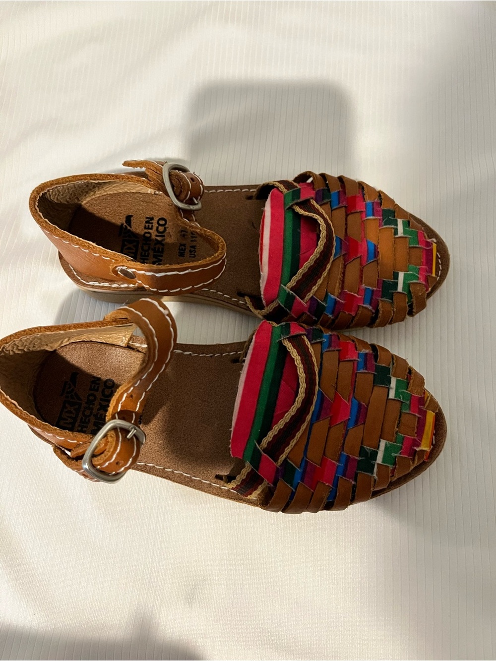Kids Multicolor Woven Huarache Sandals - Tan with Bright Accents